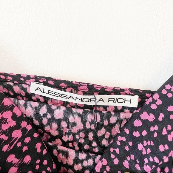 ALESSANDRA RICH Silk Asymmetrical Ruffle Evening Formal Dress - Picture 12 of 14